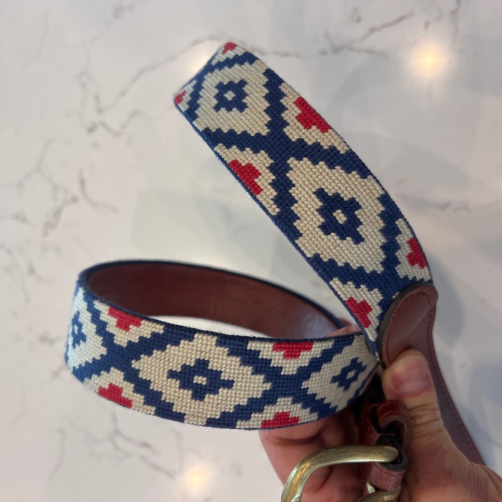 Gaucho Rojo Needlepoint Belt by Smathers & Branson